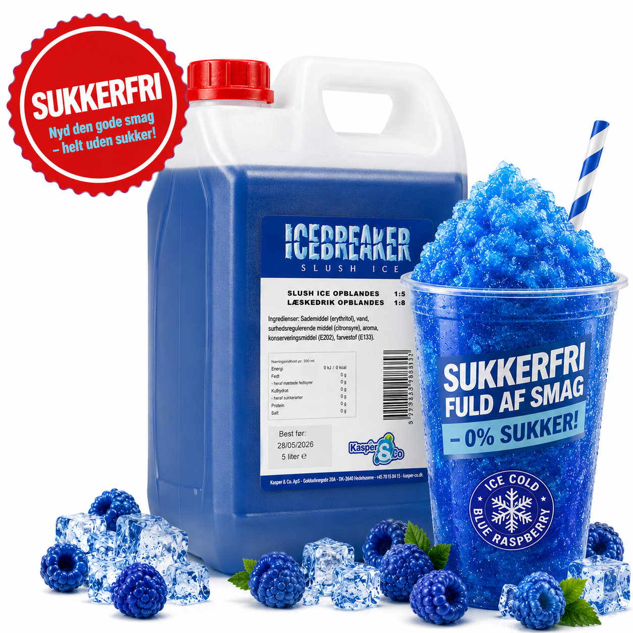 Icebreaker Blå hindbær sukkerfri slushice 5 liter