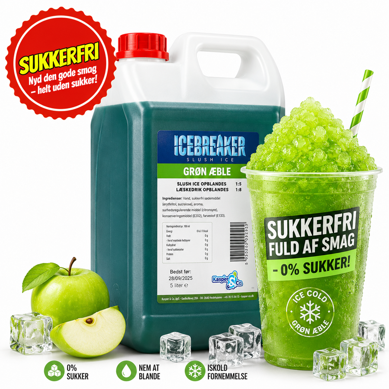 Icebreaker Grøn Æble sukkerfri slushice 5 liter